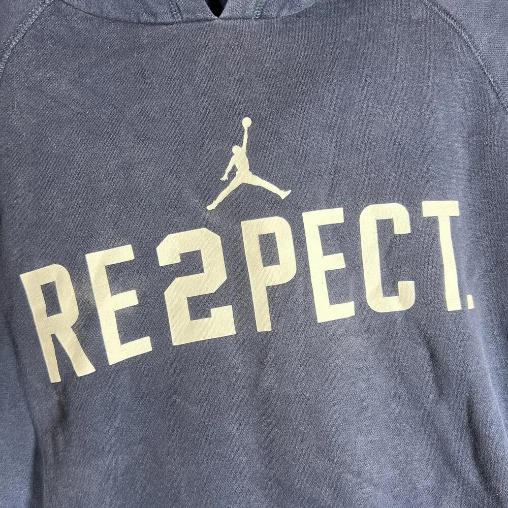 Jordan Hoodie Mens M Blue Pullover Fleece Hooded Pockets Graphic Logo Basketball